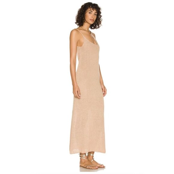 ONIA Dress Womens L Open Knit Linen Textured Swim Neutral Coverup Sweater NEW - Picture 2 of 15